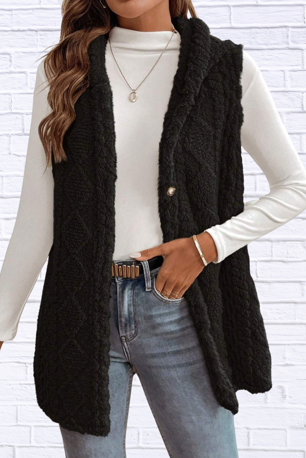 Cozy Sherpa Fleece Hooded Vest Coat