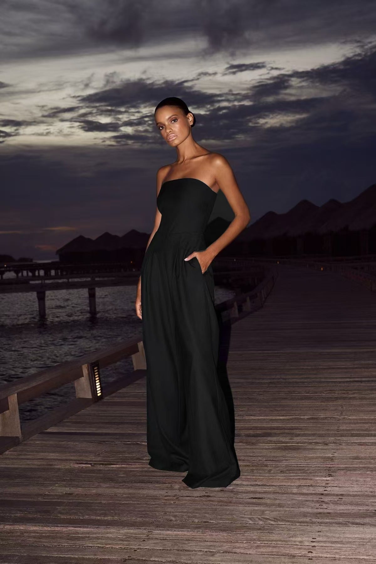 Women's Strapless Jumpsuit With Pockets