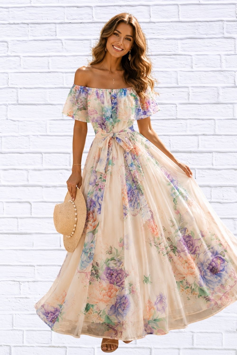 Floral Off-Shoulder A-Line Dress for Women