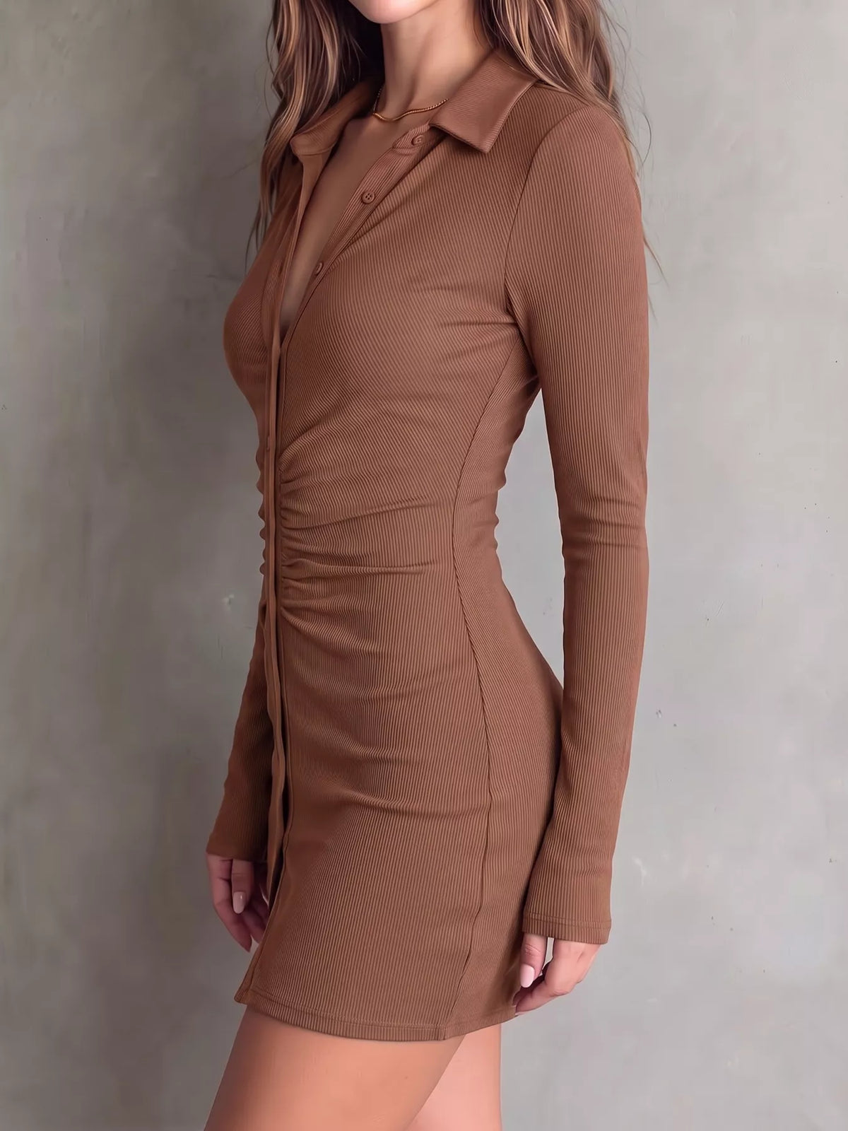 Button-Down Bodycon Mini Dress