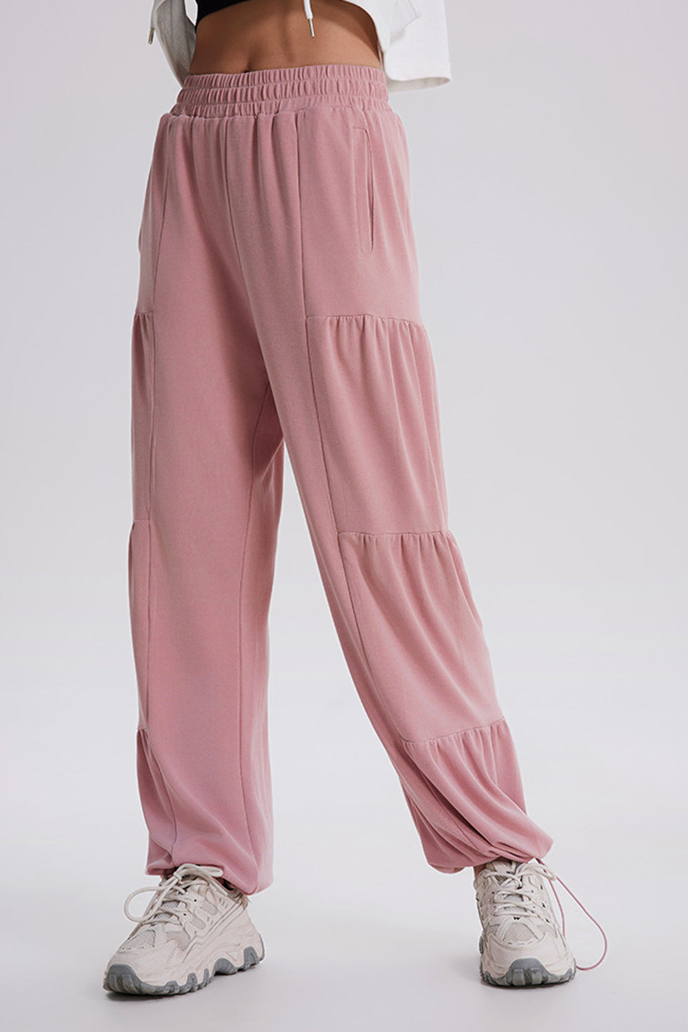 Blue Zone Planet | Basic Bae Drawstring Elastic Waist Ruched Joggers