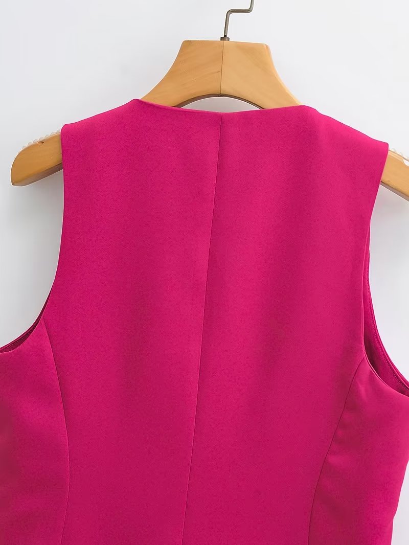 Red Linen Sleeveless Vest