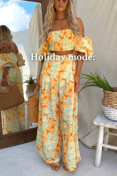 Pantalon Palazzo taille haute à jambes larges et imprimé