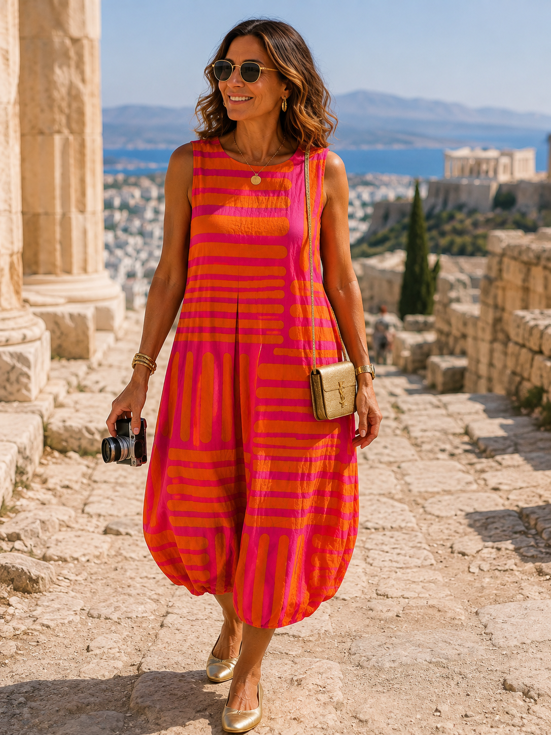 Pink Orange Cocoon Dress | Women's Modern Bubble Hem Dress