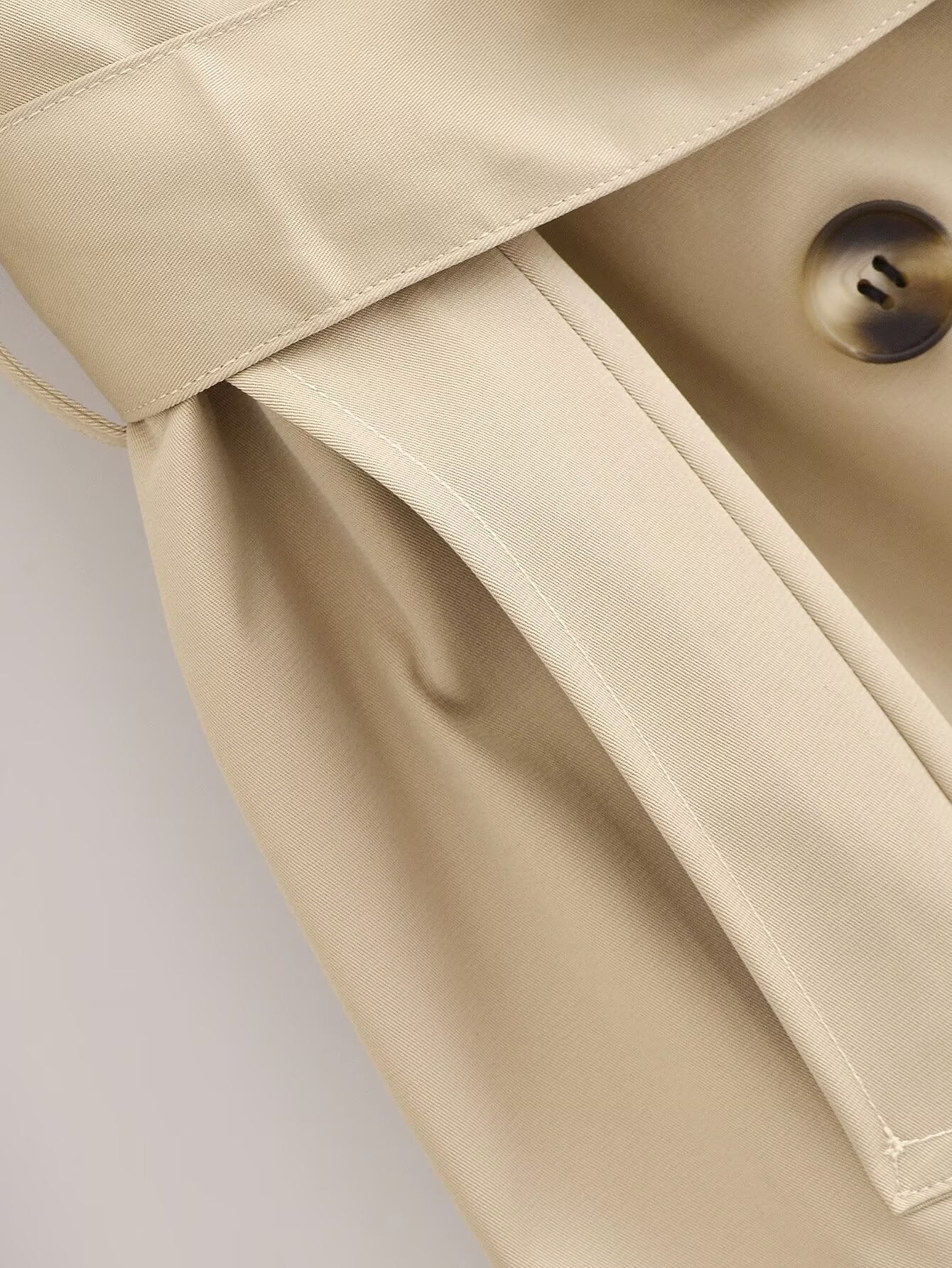 Belted Long Sleeve Trench Coat