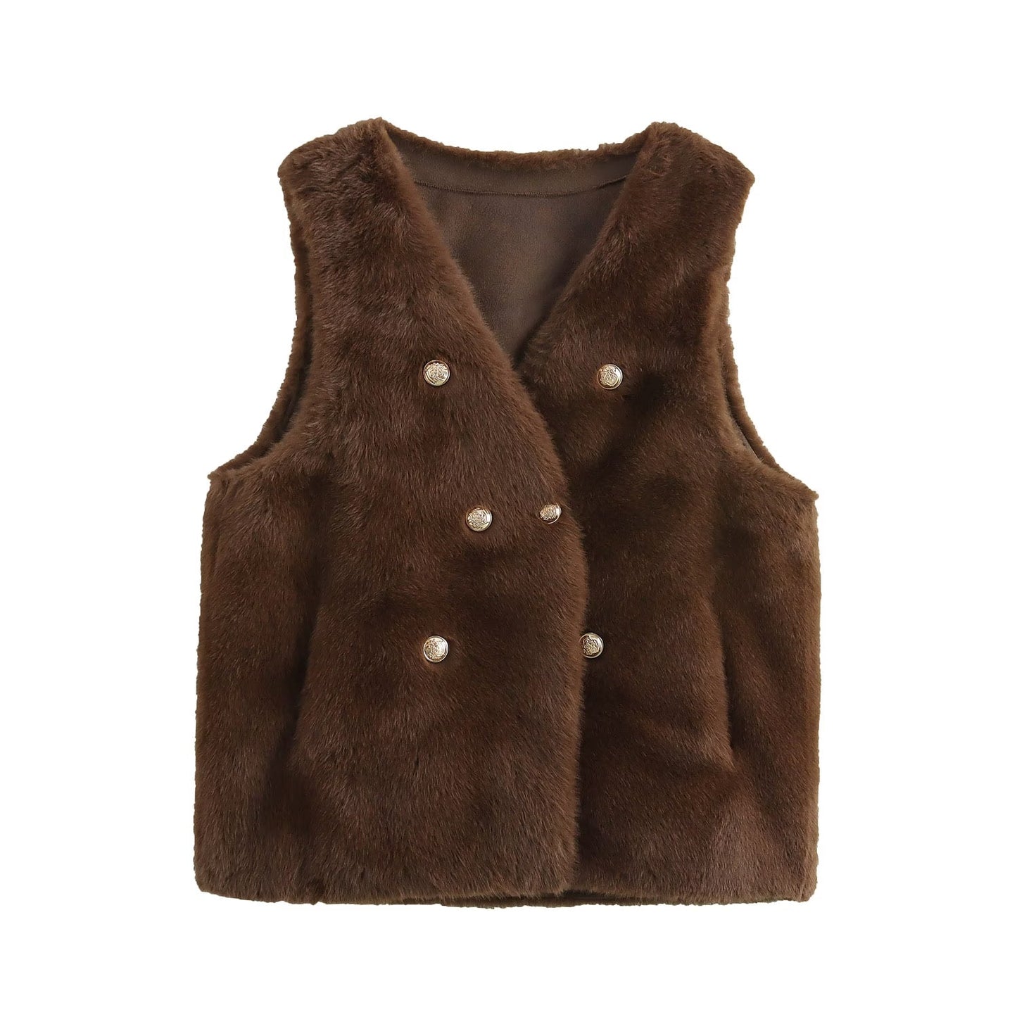Imitation Marten V-neck Vest Jacket