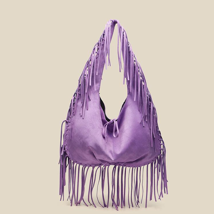 Tassel Large Tote Crescent Trendy One Shoulder Women Bag