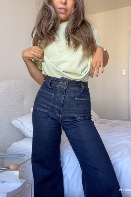 Straight Leg High Waist Pocketed Jeans