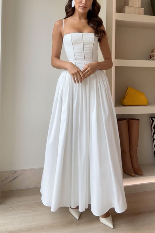 Spaghetti Strap Corset Swing Maxi Dress