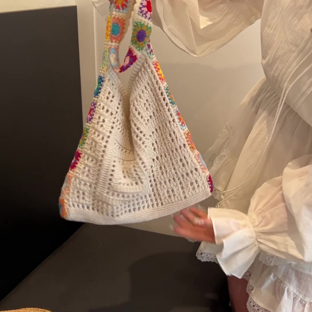 Sacs tissés en patchwork de perles pour tous les jours