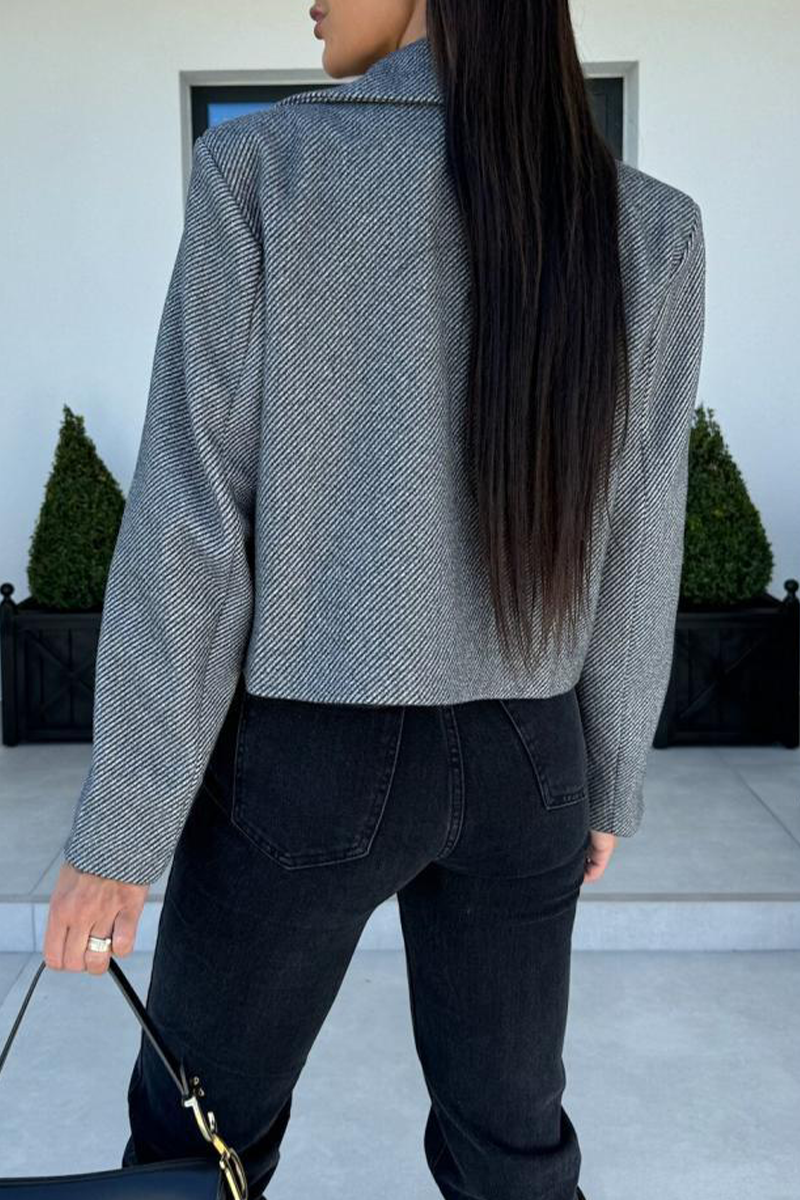 Casual Daily Solid Color Buttons Gross Turn-back Collar Outerwear