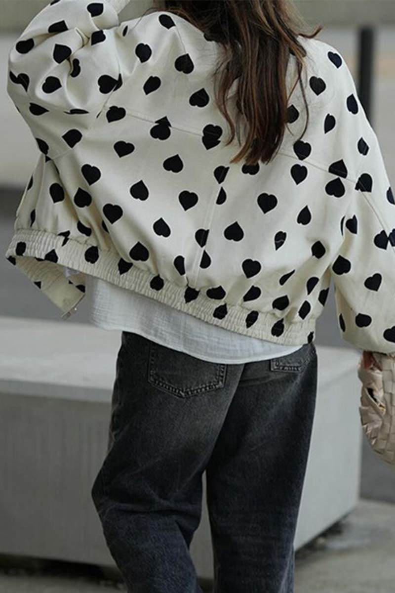 Vêtements d'extérieur décontractés à col rond avec imprimé patchwork et fermeture éclair