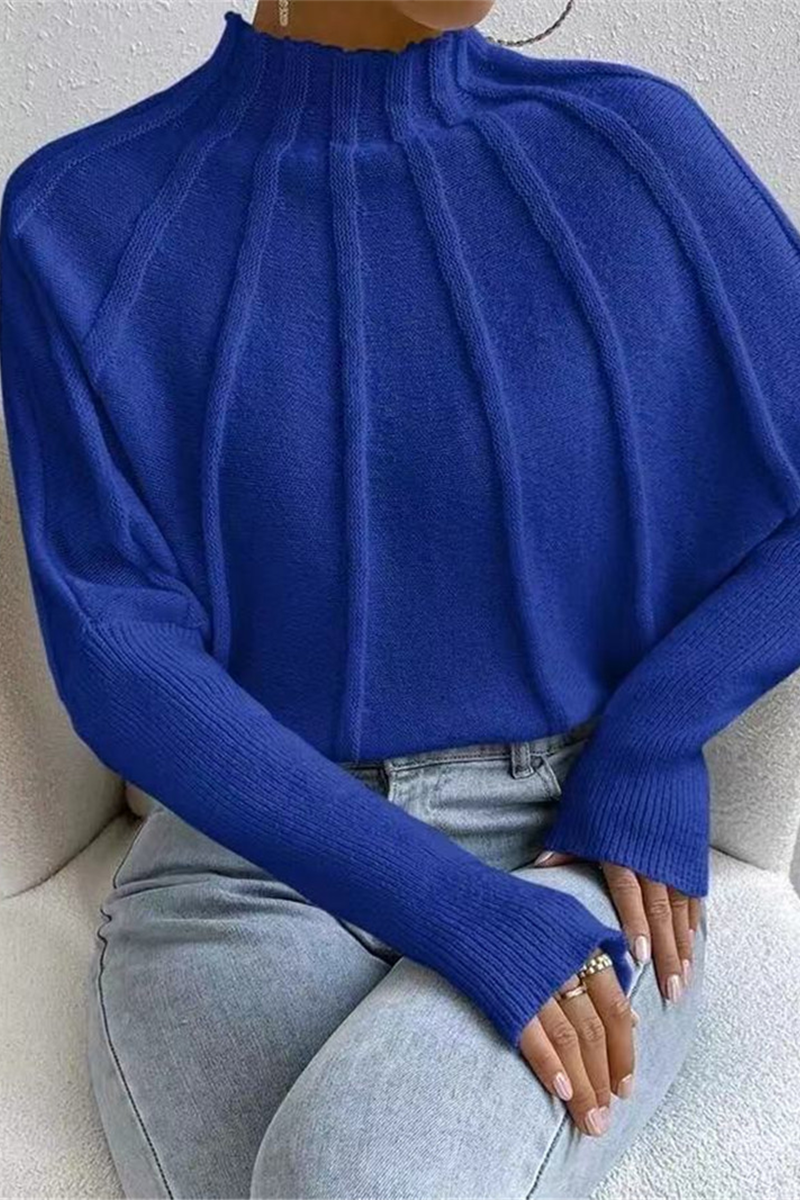 Lässiger, täglicher Rollkragenpullover mit Patchwork-Webmuster (3 Farben)