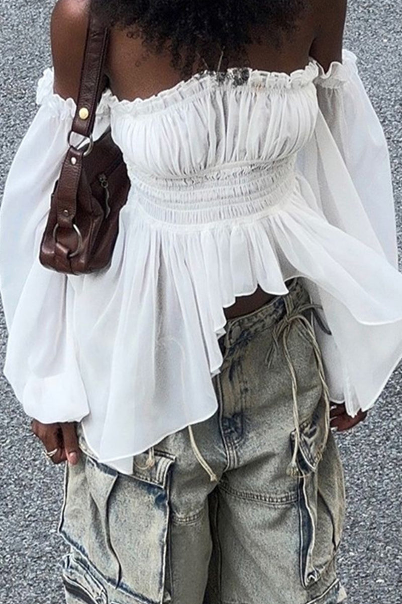 Sexy rückenfreies, schulterfreies Oberteil in Volltonfarbe mit Patchwork