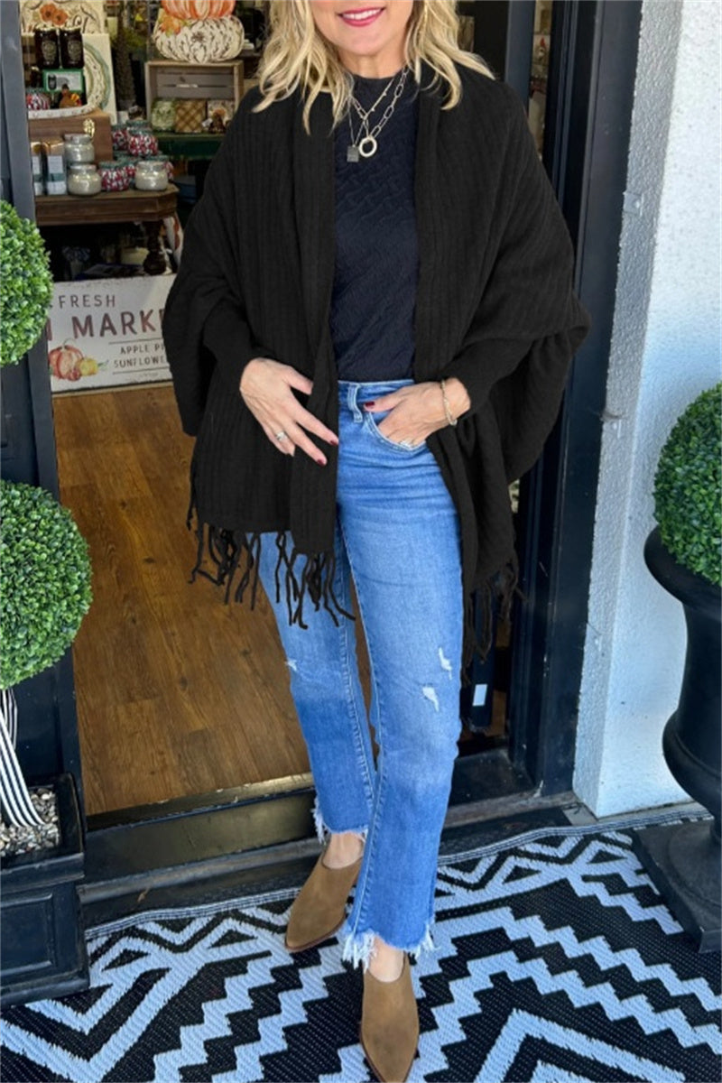 Lässige, tägliche Strickjacke mit Quastenoberbekleidung (9 Farben)