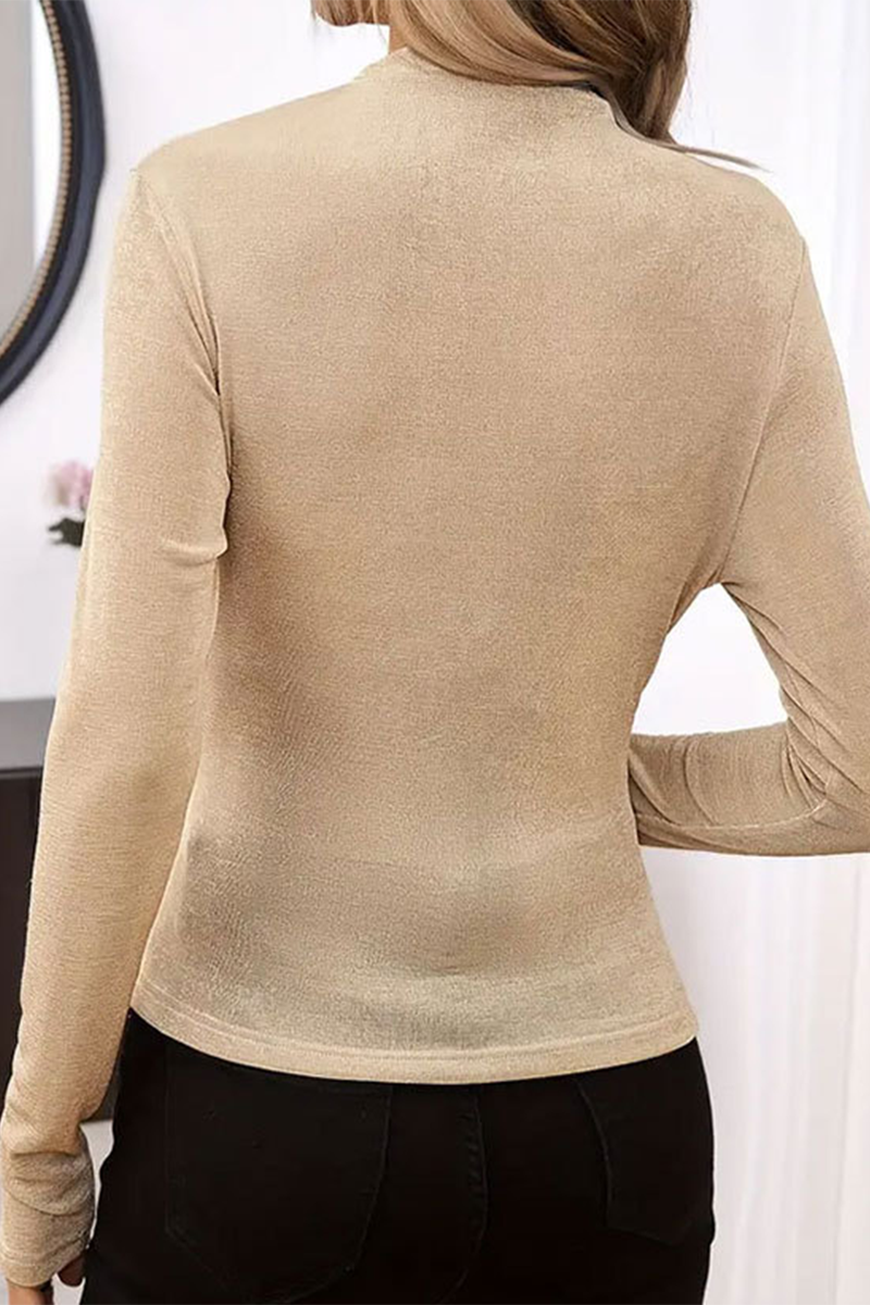 Lässige, einfarbige Oberteile mit gerüschtem Stehkragen