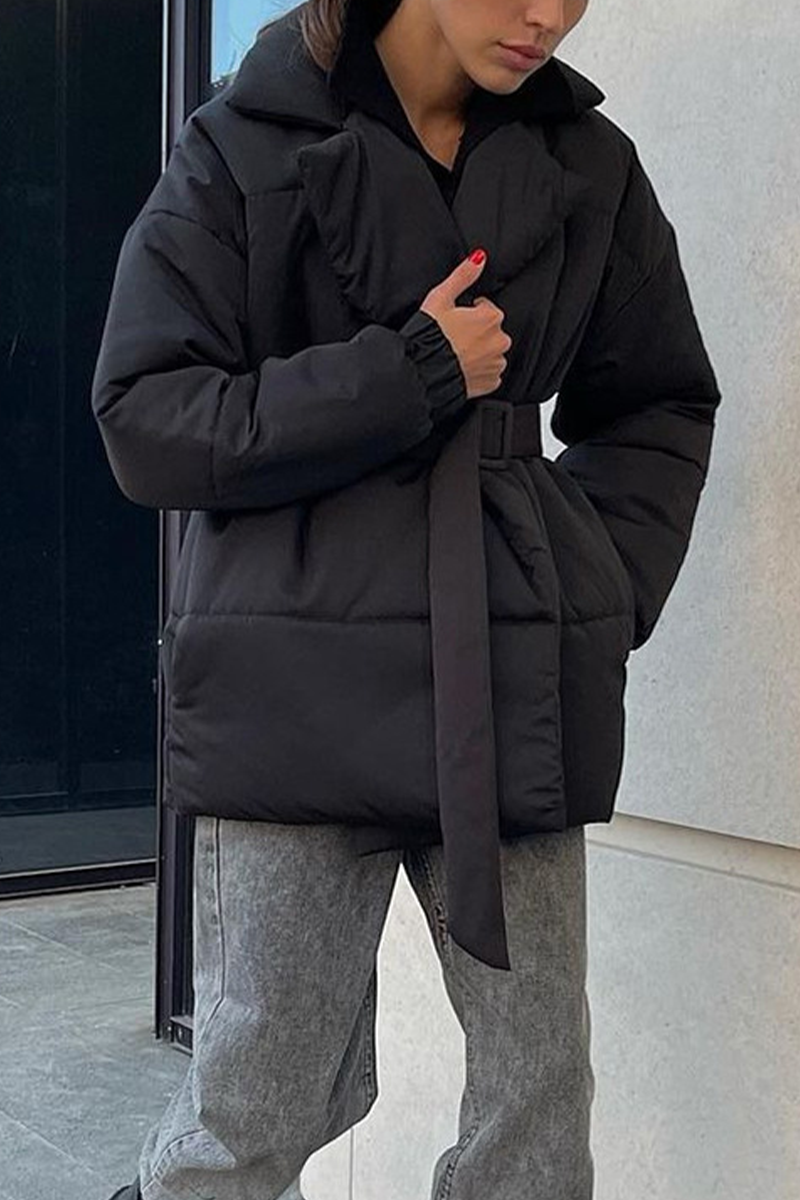 Vêtements d'extérieur décontractés à lacets et col rabattu (4 couleurs)