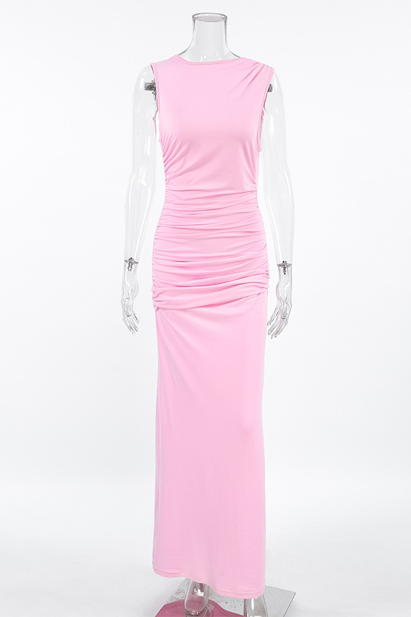 Lässige Kleider mit gerüschtem Rundhalsausschnitt und One-Step-Rock