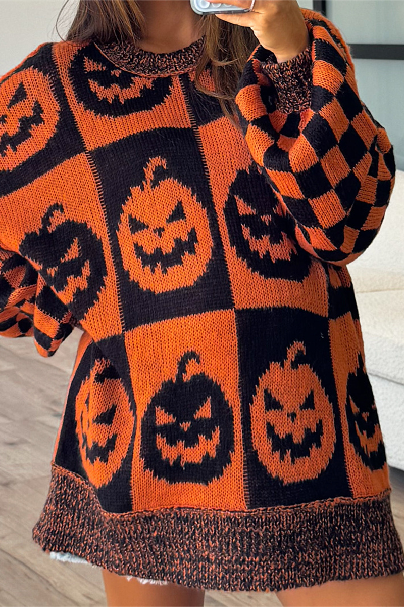 Hauts décontractés à col rond contrasté en tissage colorblock