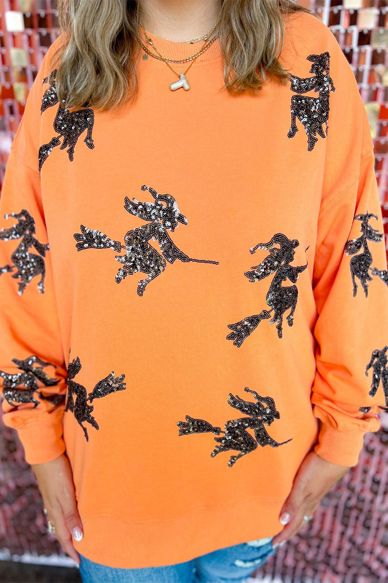 Hauts décontractés à col rond avec paillettes brodées