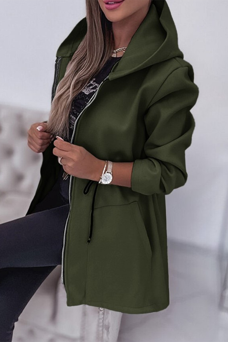 Lässige, einfarbige Oberbekleidung mit Kordelzug, Tasche und Kapuze