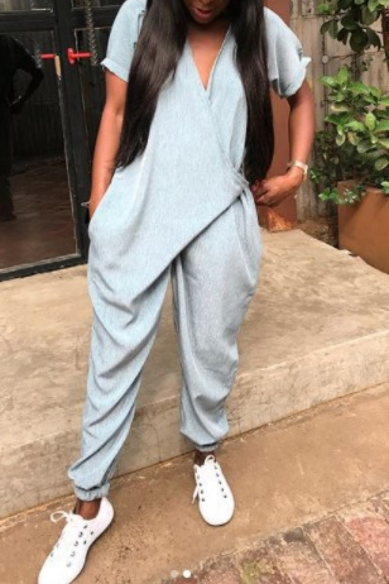 Combinaisons décontractées à lacets et col en V (3 couleurs)