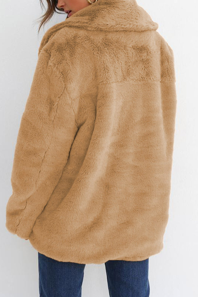 Vêtements d'extérieur décontractés à col rabattu en patchwork de couleur unie