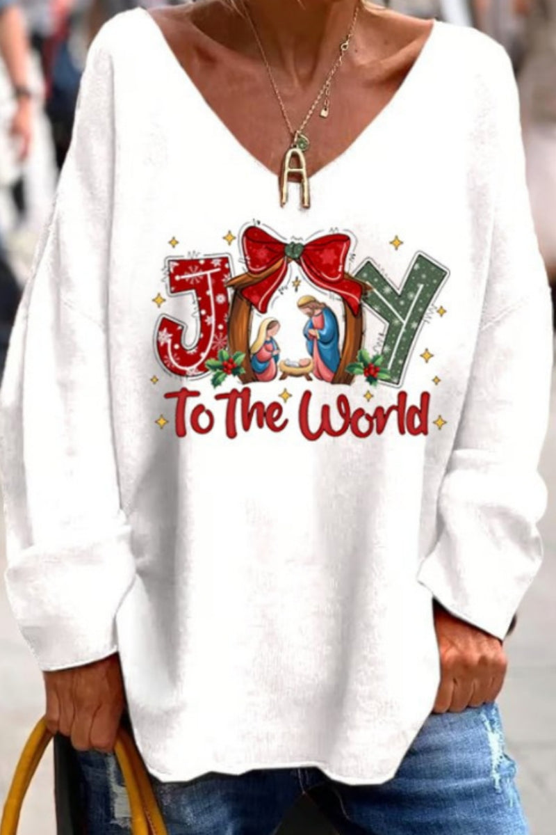 Lässiger Alltagsdruck Basic-Oberteile mit V-Ausschnitt