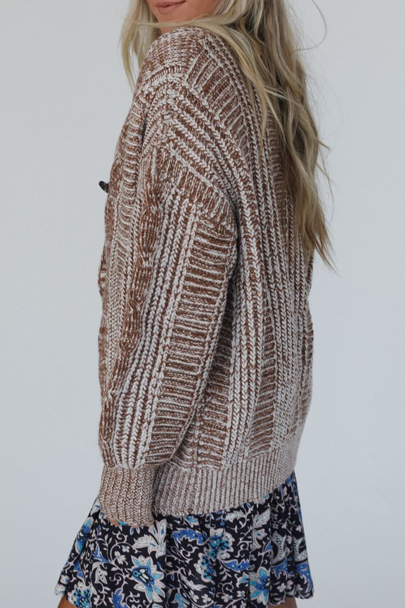 Vêtements d'extérieur décontractés à rayures et boutons tissés avec col en V contrasté