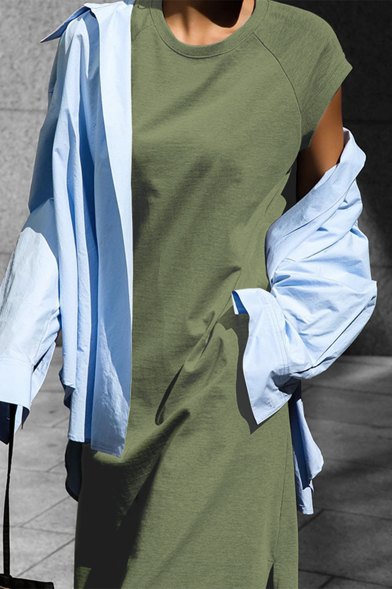 Lässige, einfarbige Weste mit O-Ausschnitt und Tasche auf der Straße