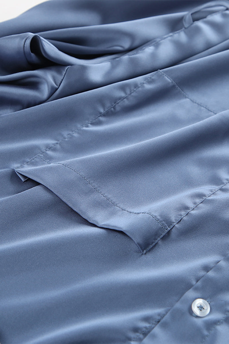 Robe chemise élégante à lacets et à col rabattu réglable