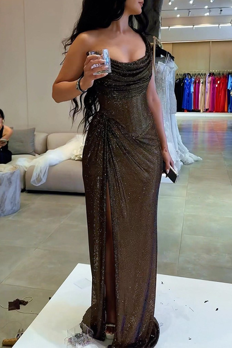 Sexy Einfarbig Schlitz Rucksack Unregelmäßigen U Hals Unregelmäßigen Kleider