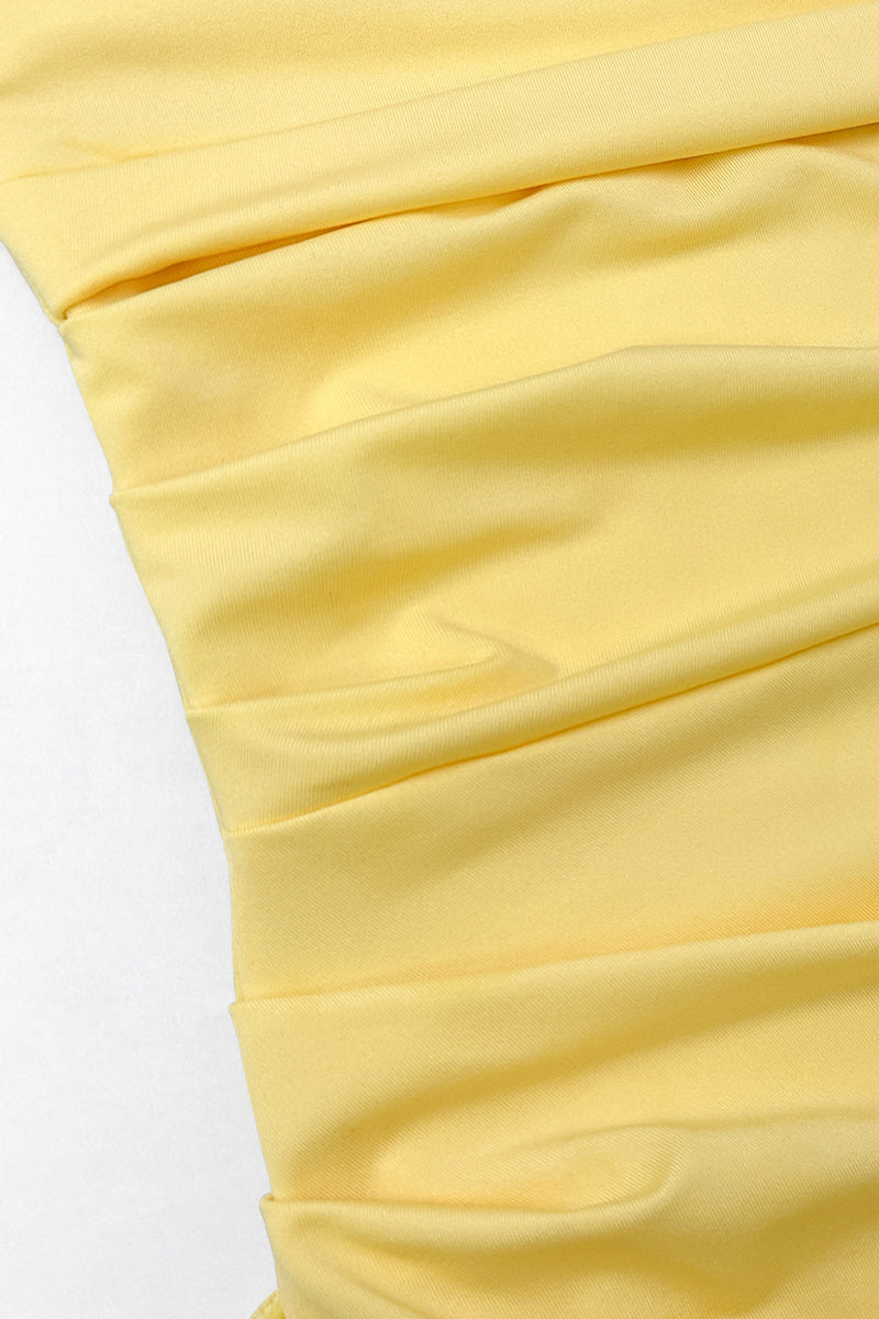 Robe de soirée sexy sans bretelles avec volants fendus