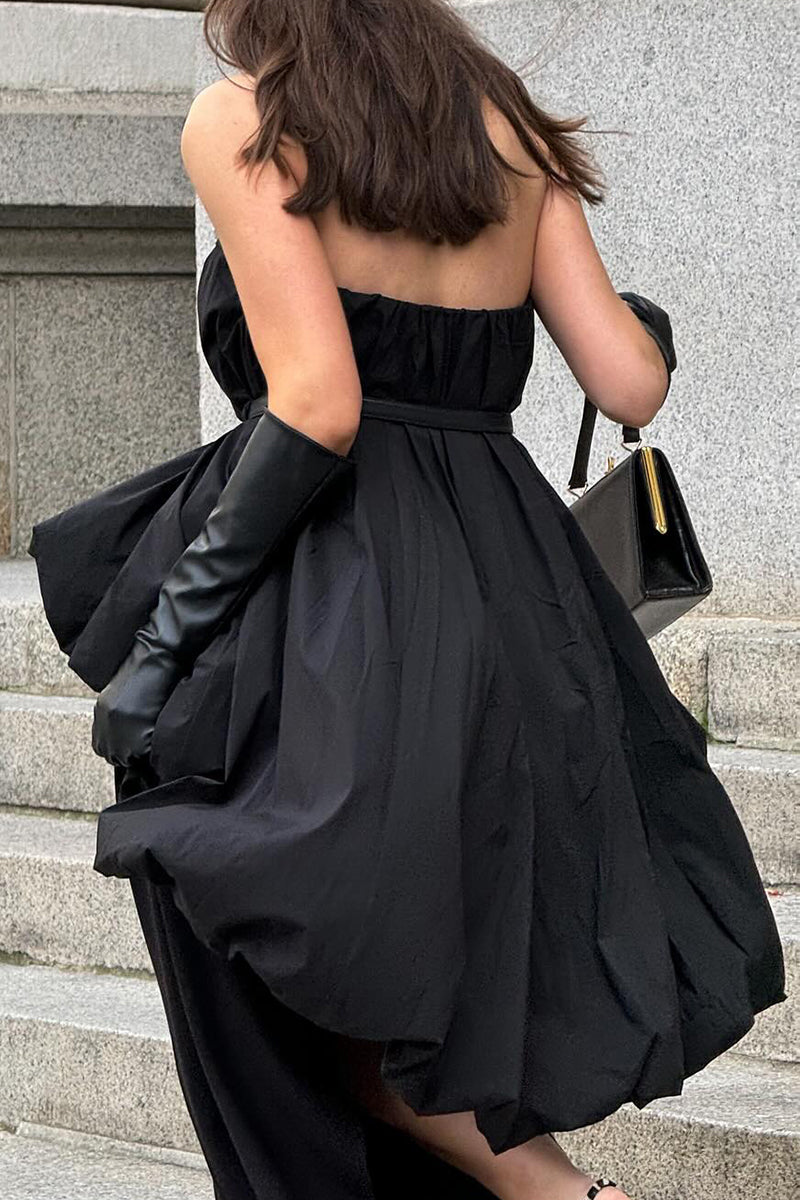 Sexy Solid Color Ruched Irregular Strapless Strapless Dresses