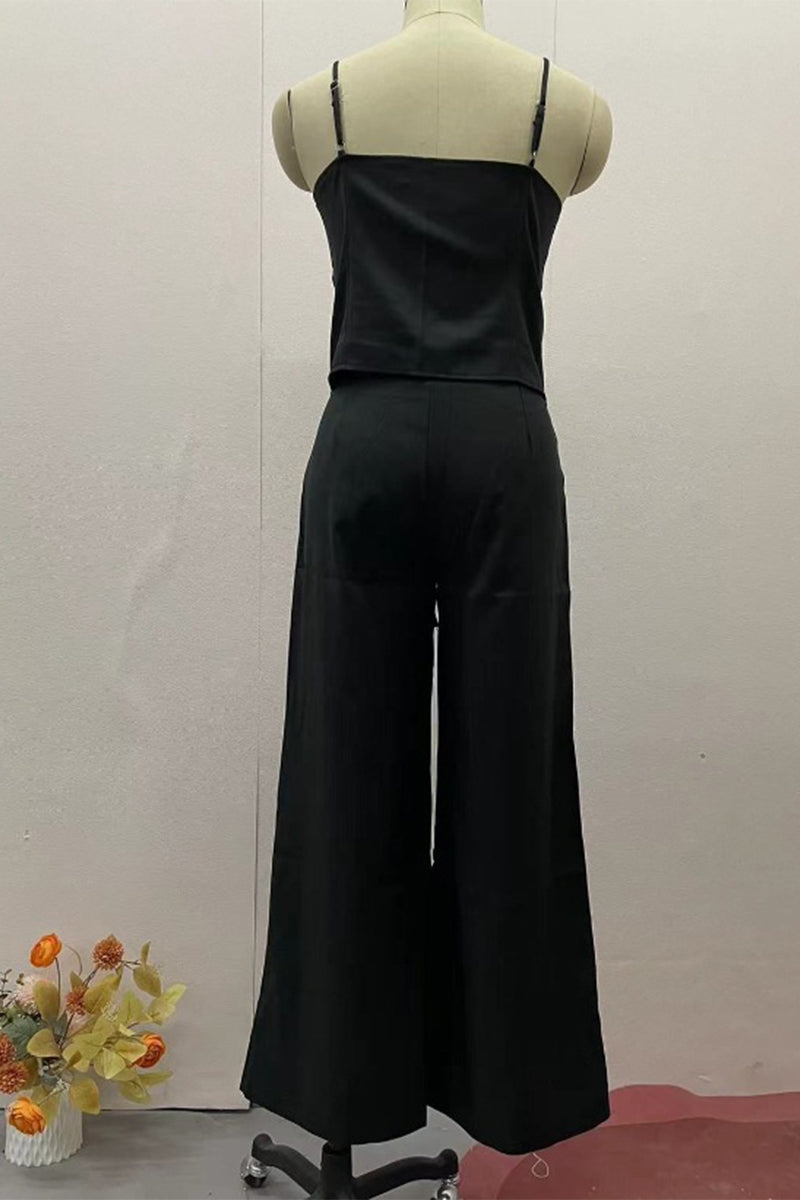 Ensemble deux pièces sexy à bretelles et col en V sans manches (4 couleurs)