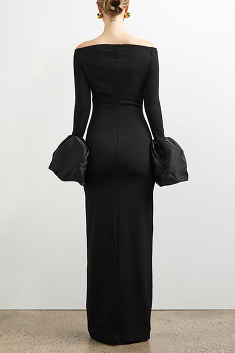 Sexy einfarbige rückenfreie schulterfreie lange Kleider