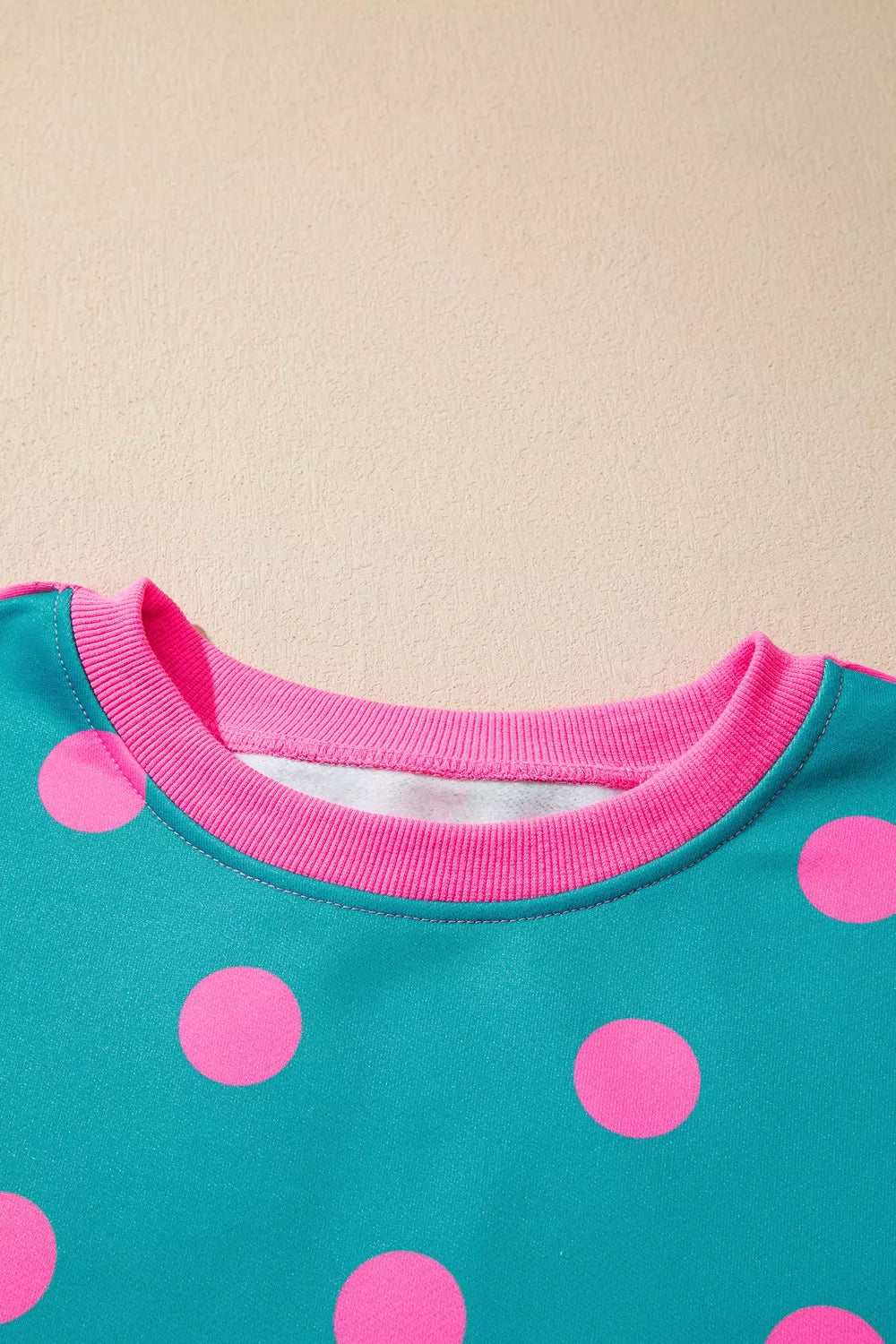 Polka Dot Contrast Patchwork Round Neck Baggy Sweatshirt