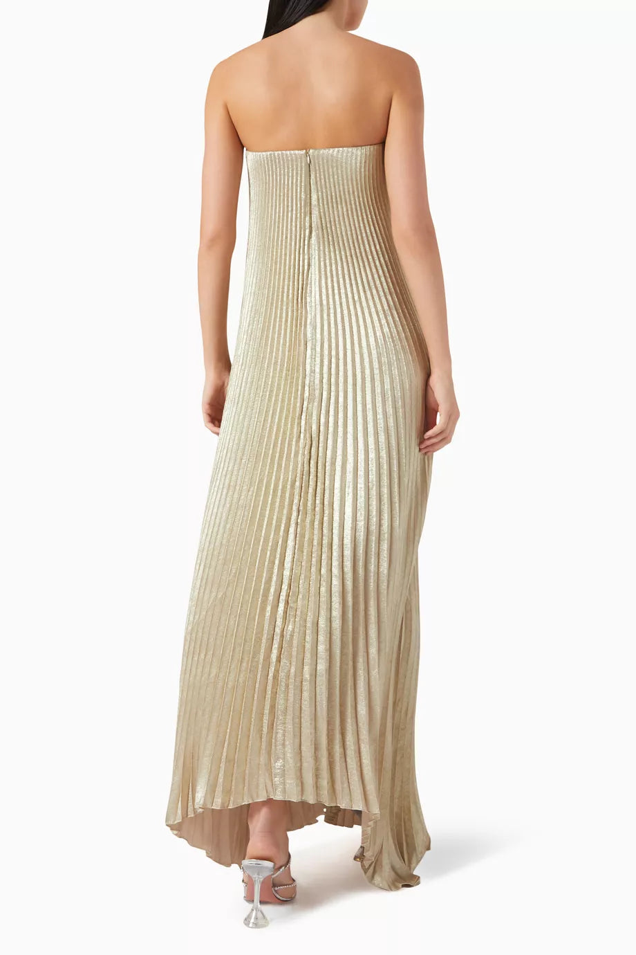 Sleeveless Pleated Solid Dress