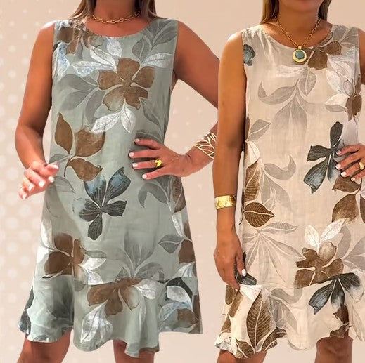 Ärmelloses Kleid mit Rundhalsausschnitt und Print