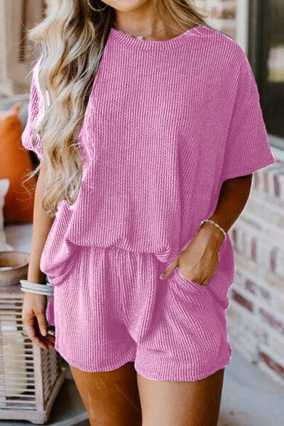 Blue Zone Planet | Round Neck Top and Pocketed Shorts Set