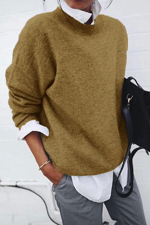 Lapel Fake Two Pieces Casual Sweater Yellow