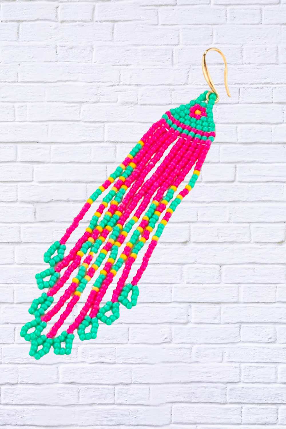 Neon Beaded Dangle Earrings