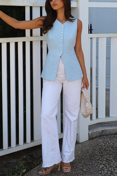 Einreihige Weste mit Taschen