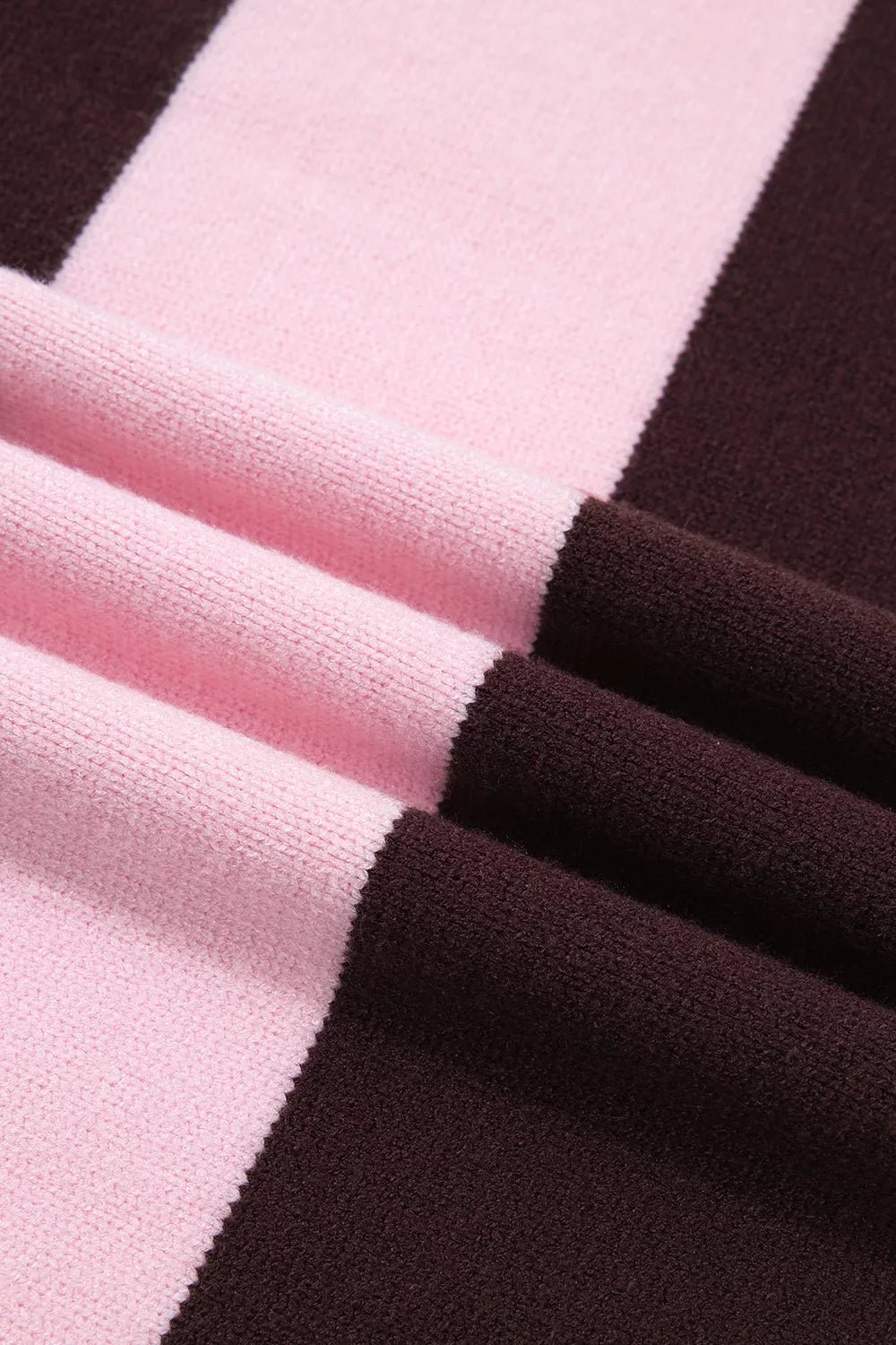 Stripe Contrast High Neck Dropped Shoulder Relaxed Sweater