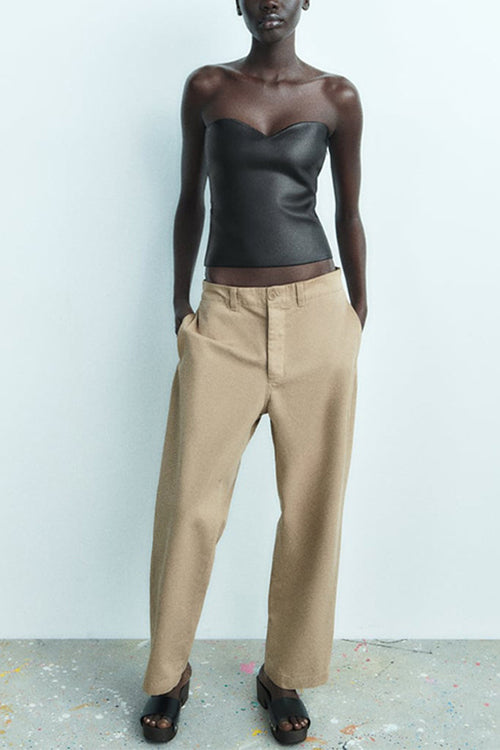 Trägerloses Crop-Tube-Top in Metallic-Optik