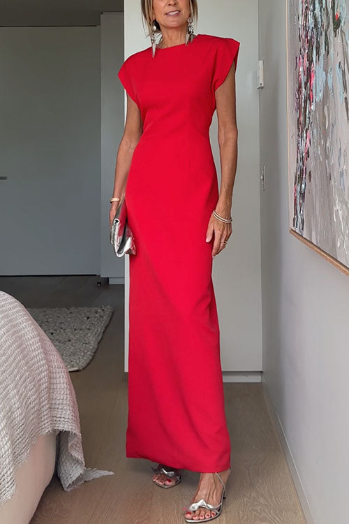 Maxi-Partykleid mit Rundhalsausschnitt und kurzen Ärmeln