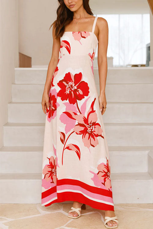 Robe longue à imprimé floral et taille empire
