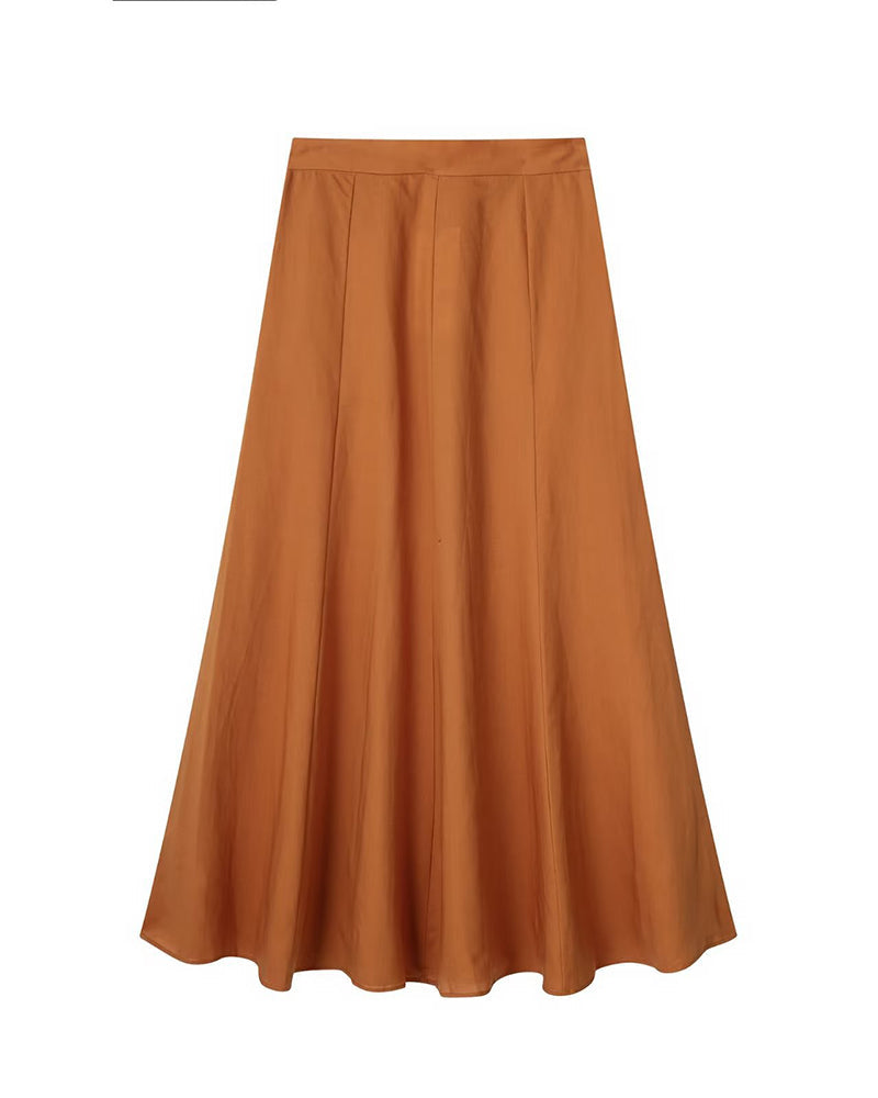 Ensemble deux pièces haut court sans manches à col en V et jupe évasée mi-longue