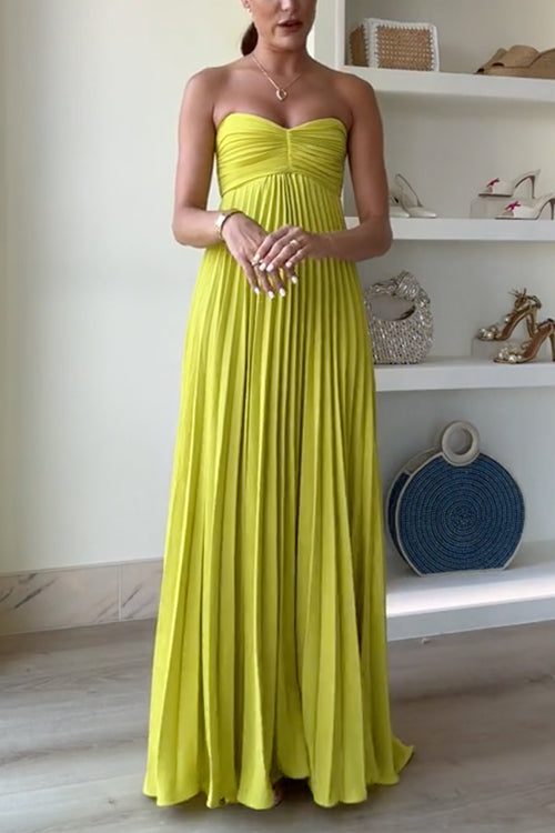 Exquisite Strapless Pleated Maxi Party Dress