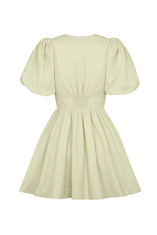 Deep V Neck Puff Sleeves Bow Knot Swing Dress